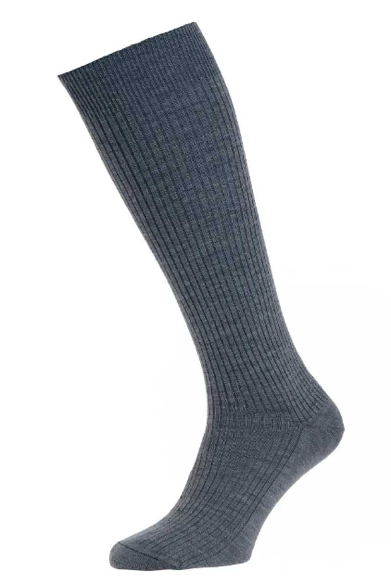 HJ77 Mid Grey Wool Knee High